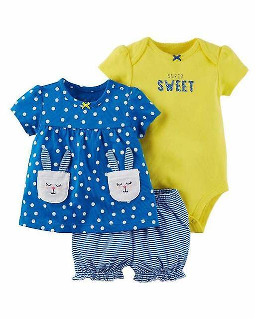 3Pcs flower tops short romper dress bodysuit