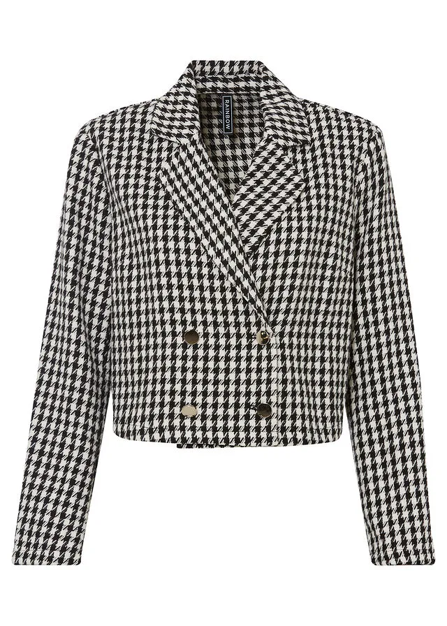 AMERICANA CORTA NEGROBLANCO LANA ESTAMPADO