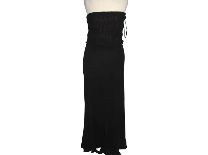 Autre Marque Vestido de seda largo Negro Burdeos 