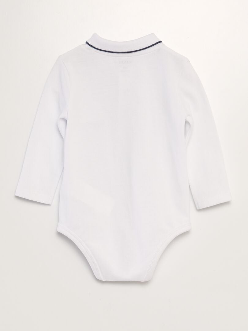 BODY TIPO POLO DE MANGA LARGA  BLANCO