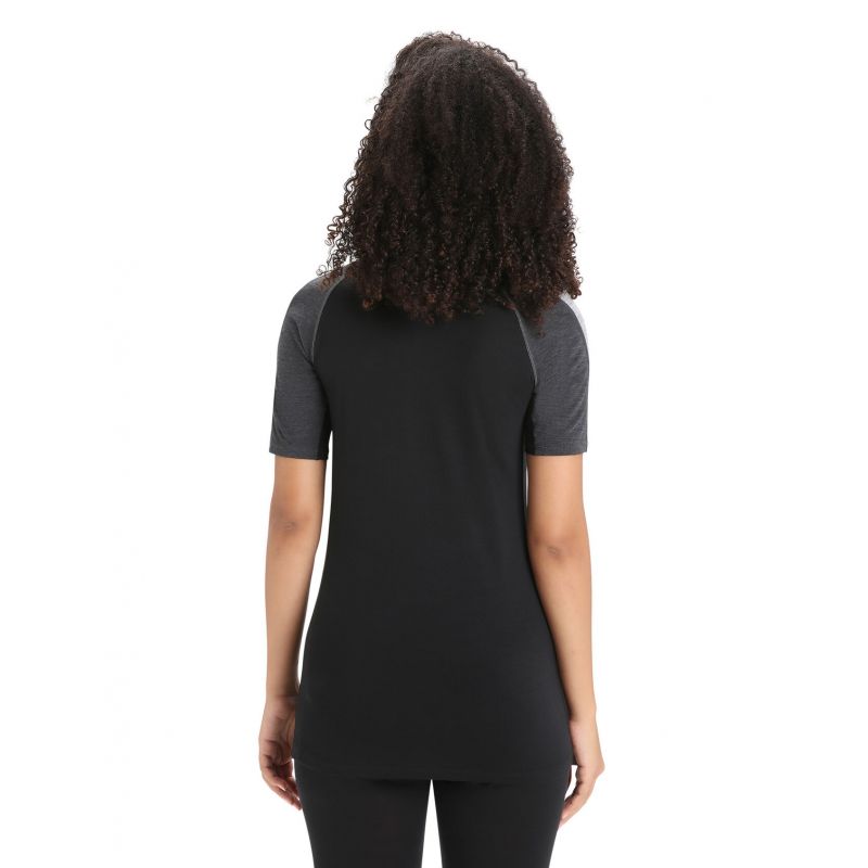 Camiseta Icebreaker 125 ZoneKnit Crewe (Jet Heather/Negro) Mujer
