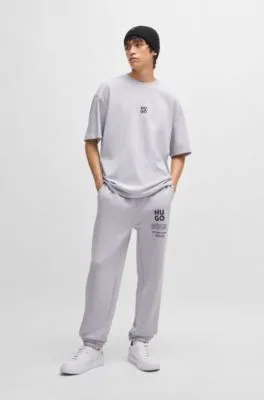 Camiseta oversize fit de punto de algodón con ilustración de temporada