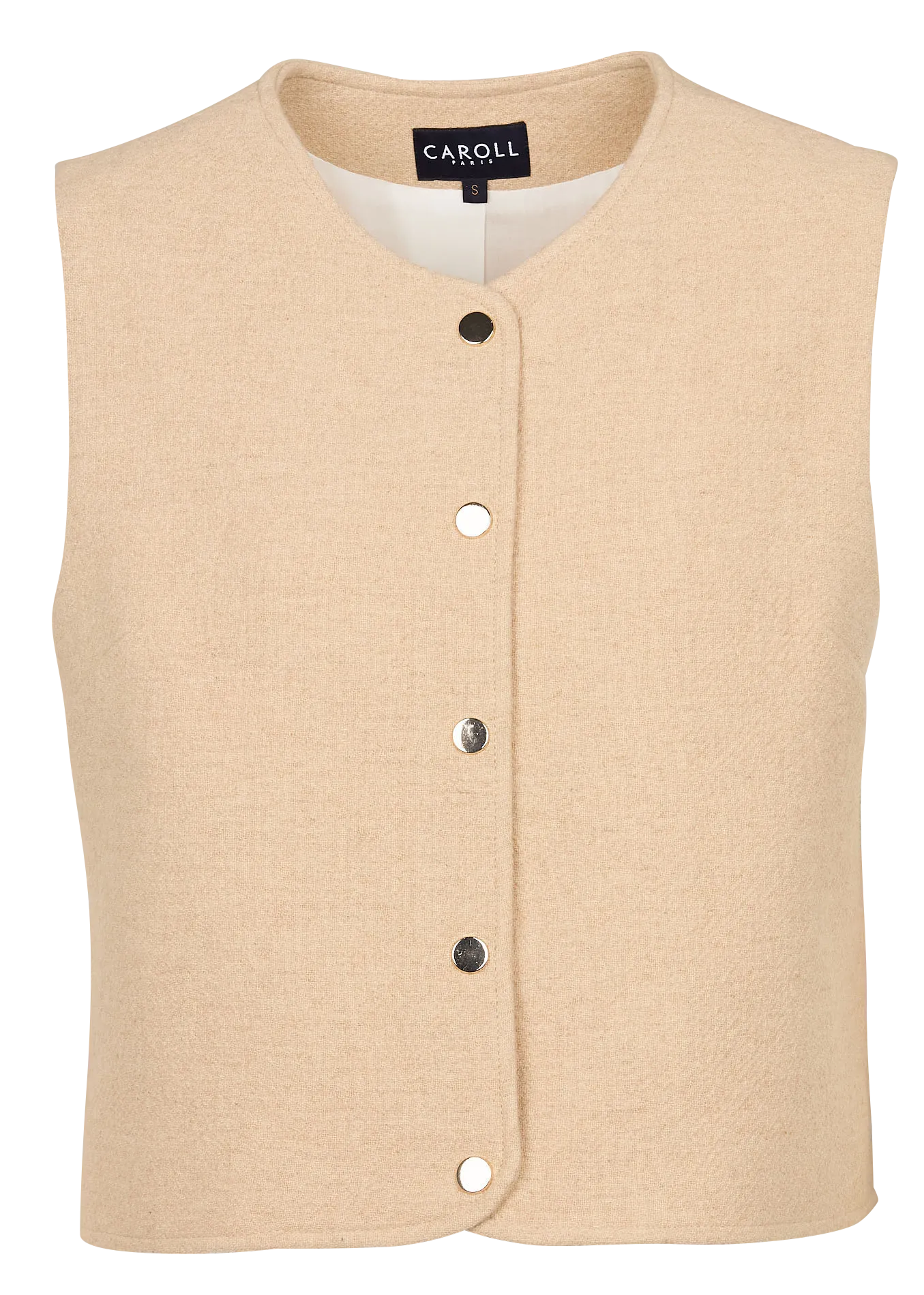 CAROLL VIRGULE  CHAQUETA RECTA CON CUELLO REDONDO EN BEIGE