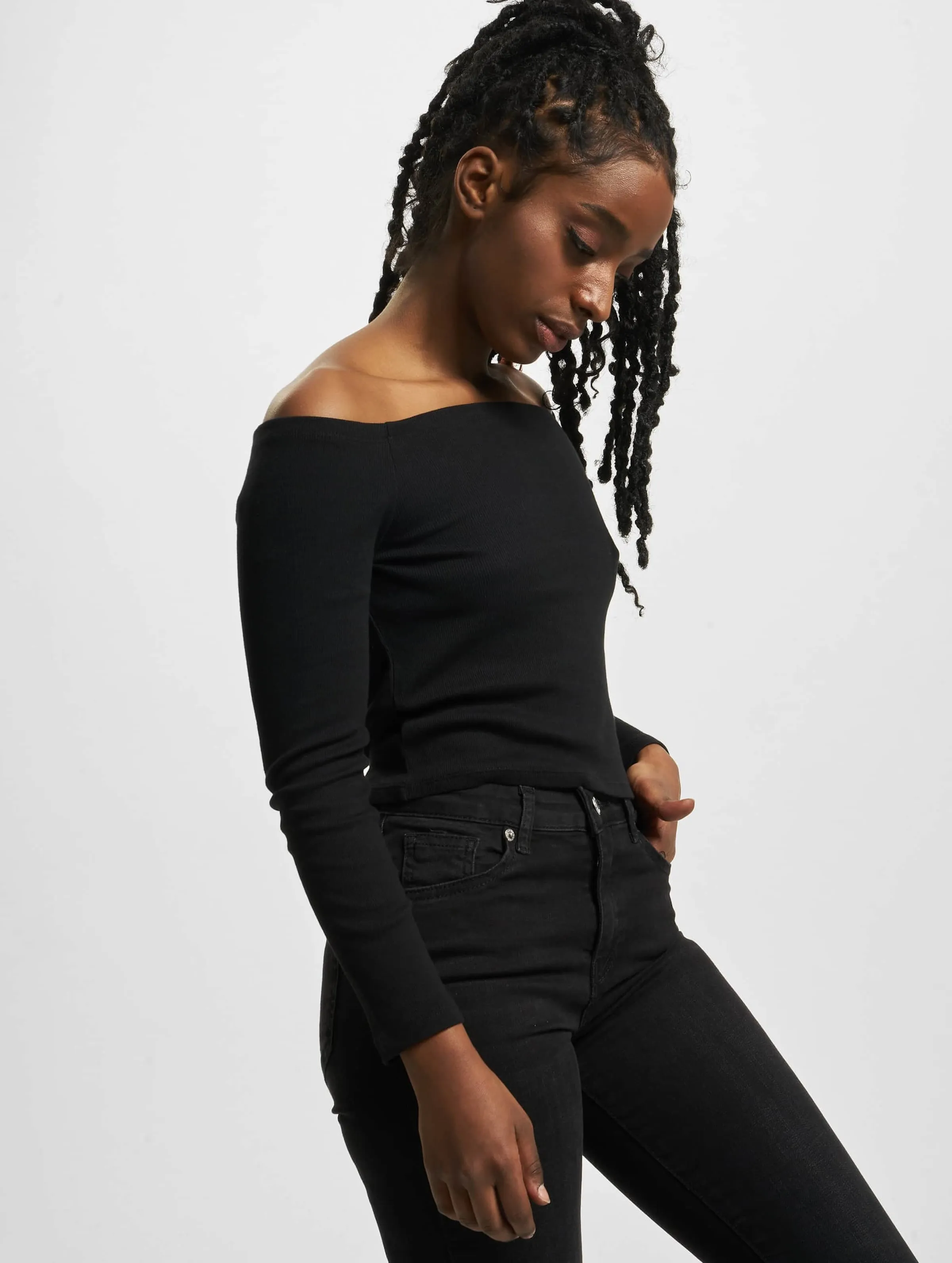 Ladies Off Shoulder Rib 