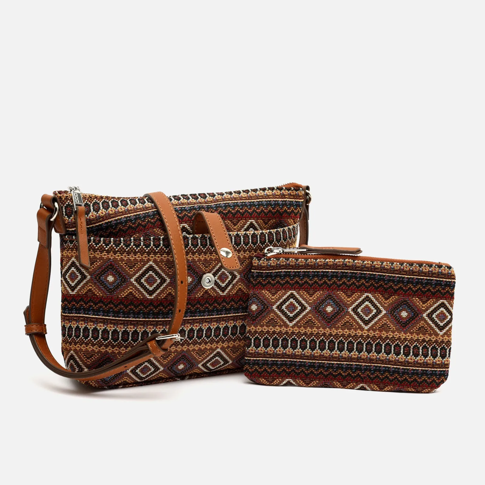 Misi bolso bandolera con estampado jacquard y neceser pequeo