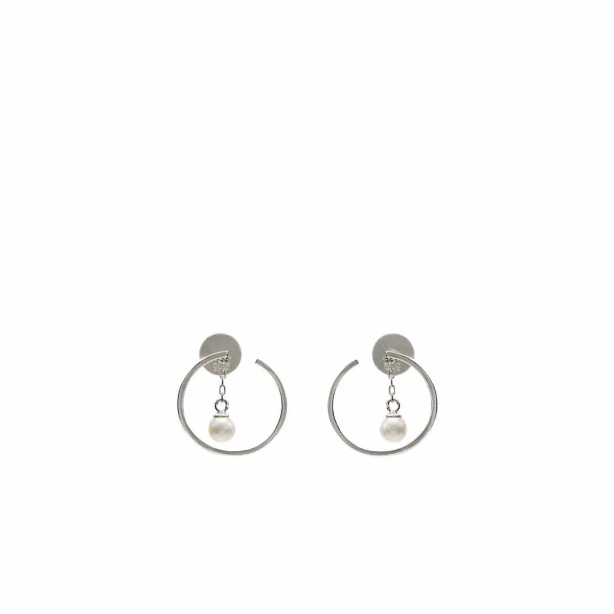 Pendientes aros con colgantes diseo semiabierto con perla