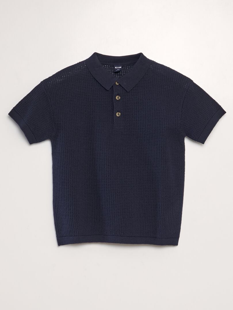 POLO DE PUNTO CON CORTE LOOSE  AZUL