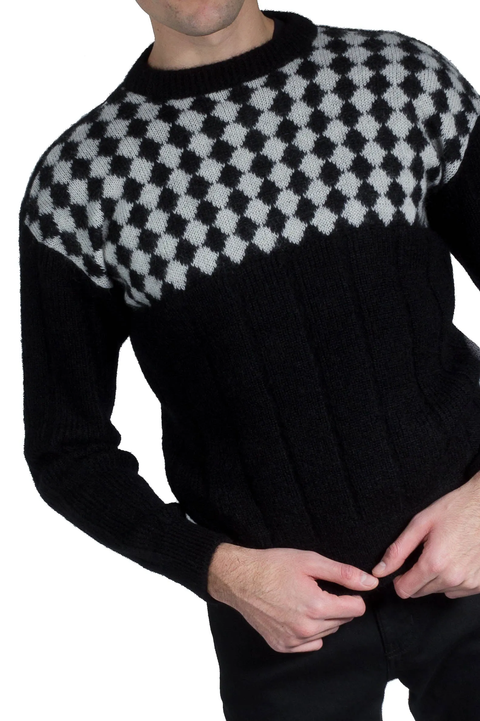 Saint Laurent Sweater With Diamond Pattern Bib Black