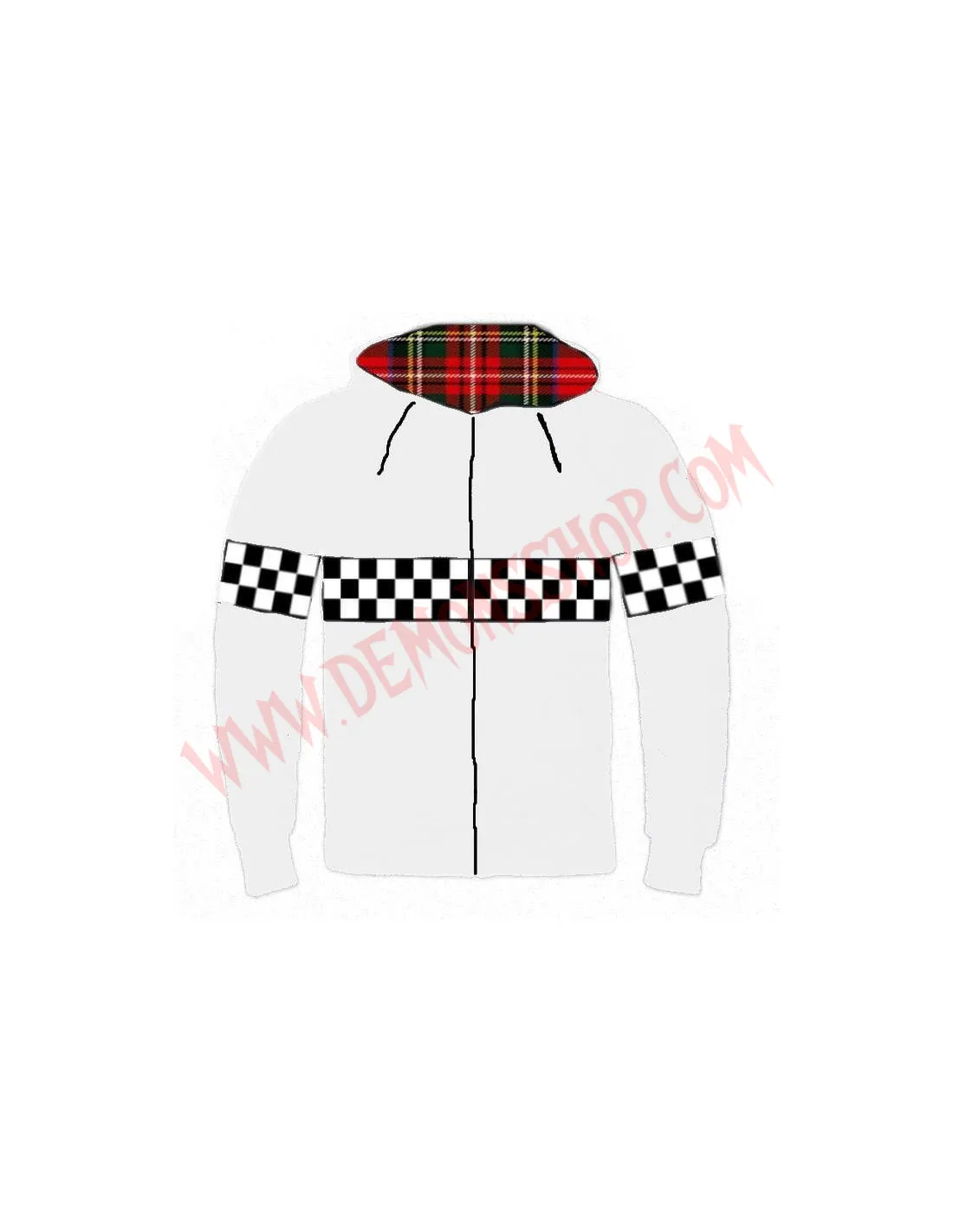 Sudadera Cremallera Ska Damero Blanca