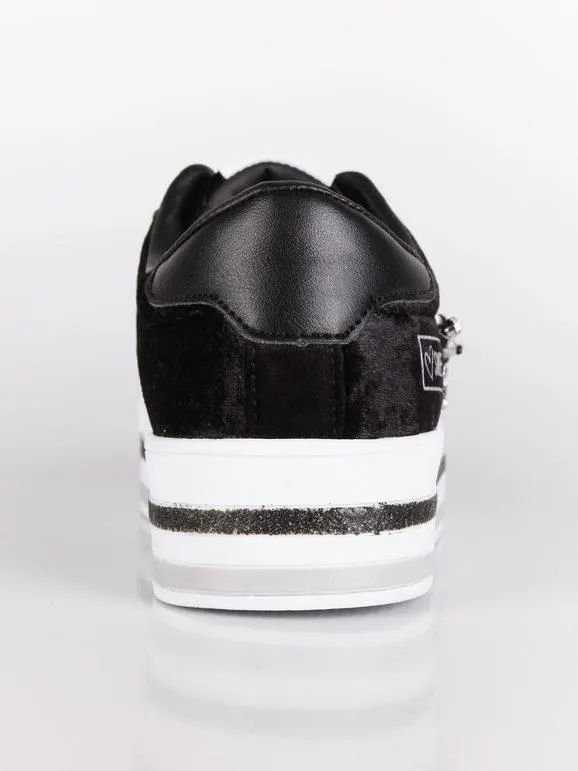 Sweet Years Zapatillas de terciopelo negras