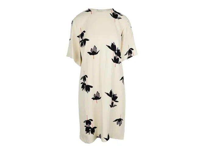Vestido extragrande con estampado de flores de Marni Crudo 